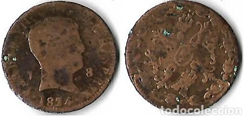 Monedas de Espa&ntilde;a: FERNANDO VII 8 MARAVED&Iacute;S 1824 CECA JAVIA - Foto 1