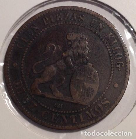 Monedas de Espa&ntilde;a: MONEDA 10 CENTIMOS ESPA&Ntilde;A 1870..COBRE - Foto 1
