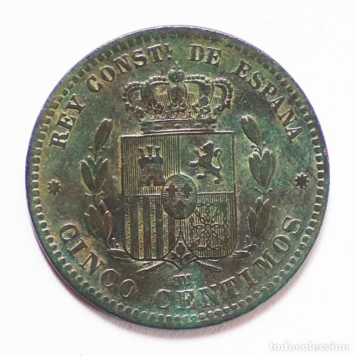 Monedas de Espa&ntilde;a: 5 CENTIMOS 1877 ALFONSO XII - Foto 2