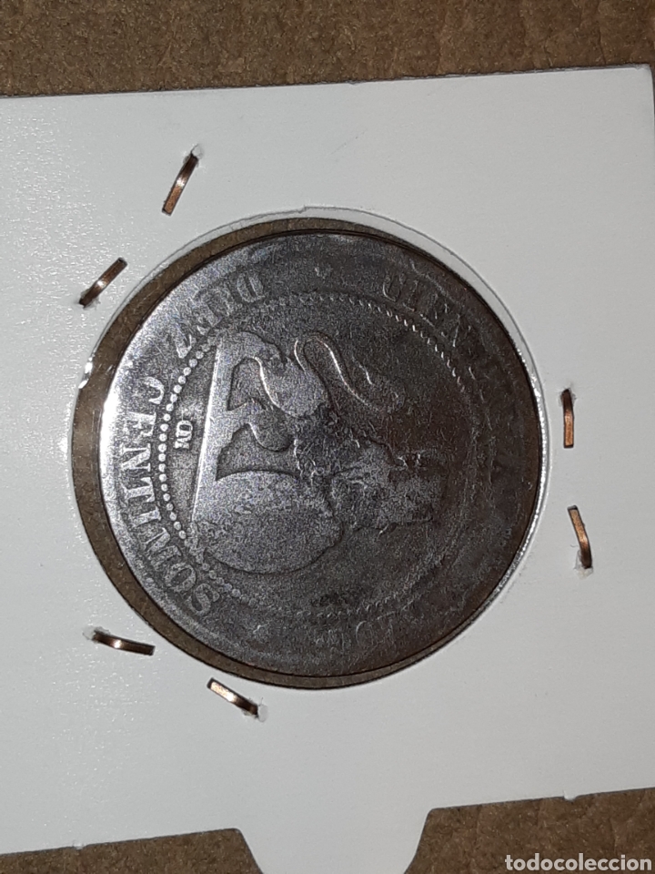 Monedas de Espa&ntilde;a: 10 cms Gobierno Provisional, 1870, cobre - Foto 2