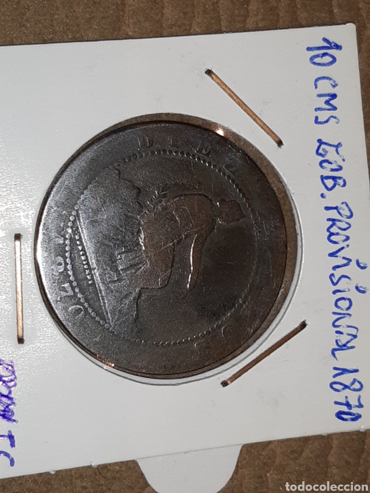 Monedas de Espa&ntilde;a: 10 cms Gobierno Provisional, 1870, cobre - Foto 1