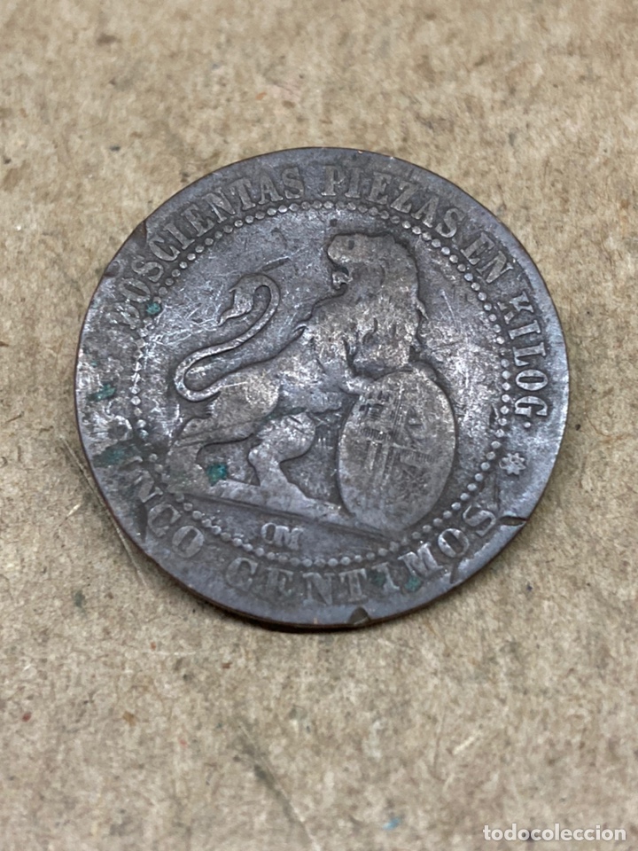 Monedas de Espa&ntilde;a: Moneda cinco c&eacute;ntimos 1870 - Foto 2