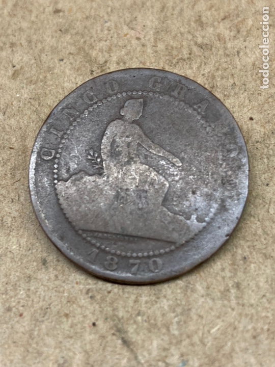 Monedas de Espa&ntilde;a: Moneda cinco c&eacute;ntimos 1870 - Foto 1
