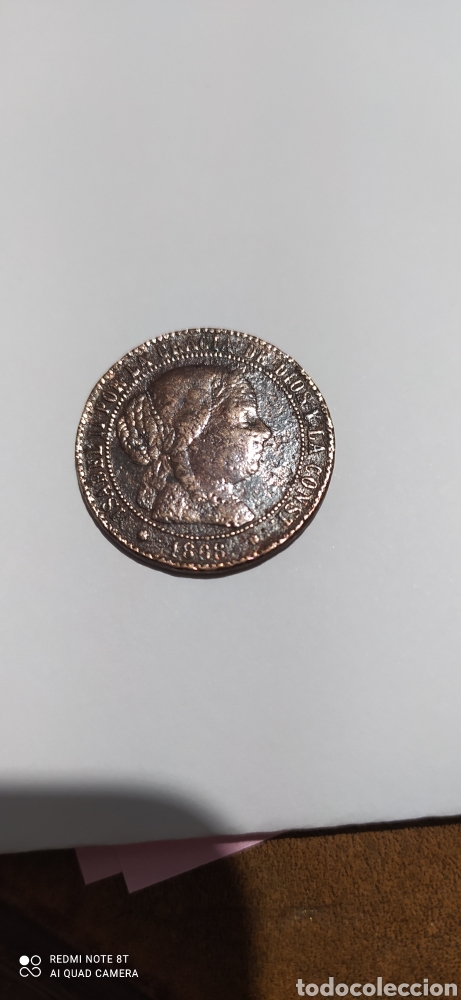 Monedas de Espa&ntilde;a: 1 C&eacute;ntimo de Escudo. Isabel II 1868 - Foto 1