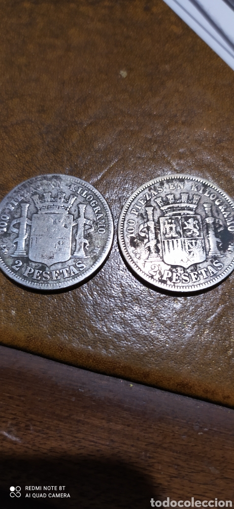 Monedas de Espa&ntilde;a: Par de 2 pesetas 1869-70 - Foto 2