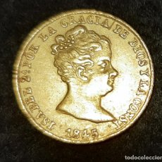 Monete da Spagna: MONEDA ORO ISABEL II 2ª 80 REALES 1845 BARCELONA MBC+ ORIGINAL M1277. Lote 224911262