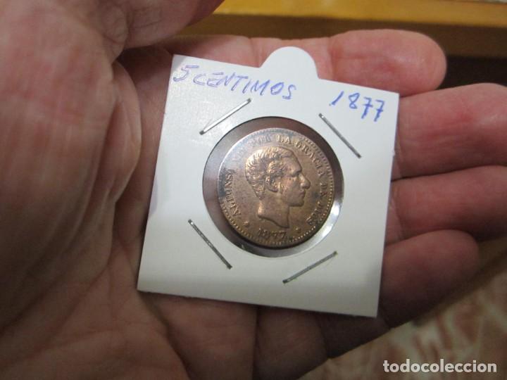 Monedas de Espa&ntilde;a: moneda de 5 c&eacute;ntimos de 1877 Alfonso XII - Foto 1