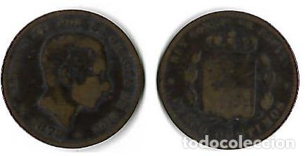Monedas de Espa&ntilde;a: ESPA&Ntilde;A - ALFONSO XII -1879 CINCO CENTIMOS CECA OM - Foto 1
