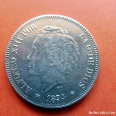 Monedas de España: MONEDA - 1894 - 5 PESETAS - PLATA - ALFONSO XIII - PG-V - ESTRELLA 94 - KM 700 MBC. Lote 226875280