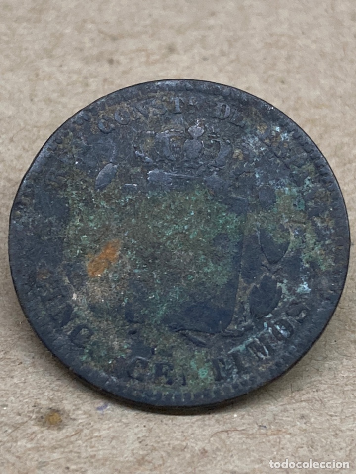 Monedas de Espa&ntilde;a: Moneda de cinco c&eacute;ntimos 1877 - Foto 2