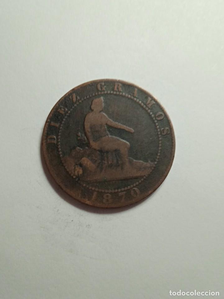 Monedas de Espa&ntilde;a: MONEDA DE COBRE 10 CENTIMOS OM A&Ntilde;O 1870. - Foto 2