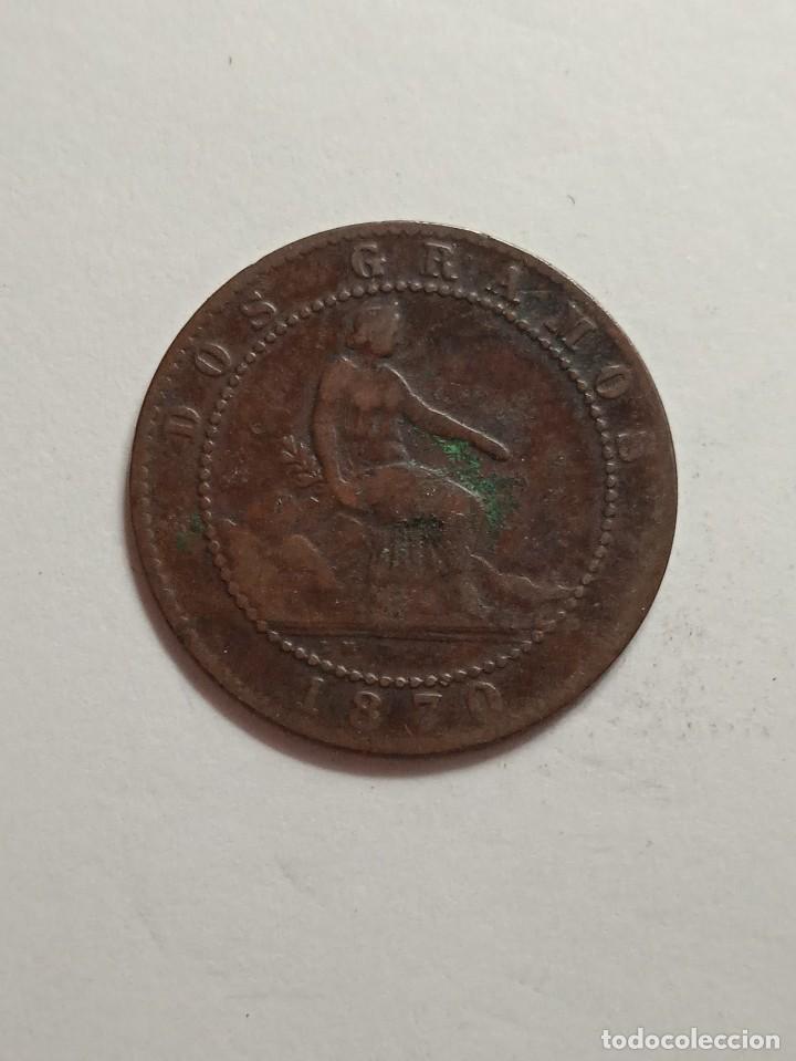 Monedas de Espa&ntilde;a: MONEDA DE COBRE DAMA Y LEON 2 CENTIMOS OM 1870. - Foto 2