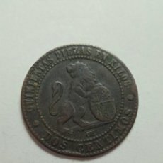 Monedas de España: MONEDA DE COBRE DAMA Y LEON 2 CENTIMOS OM 1870.. Lote 230750090