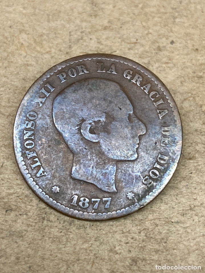 Monedas de Espa&ntilde;a: Moneda cinco c&eacute;ntimos 1877 - Foto 1