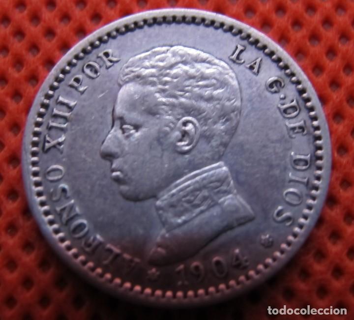 Monedas de Espa&ntilde;a: Moneda de plata de 50 c&eacute;ntimos de 1904 estrella 1-0. - Foto 1