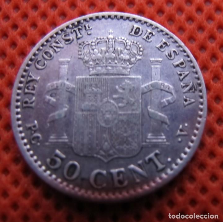 Monedas de Espa&ntilde;a: Moneda de plata de 50 c&eacute;ntimos de 1904 estrella 1-0. - Foto 2