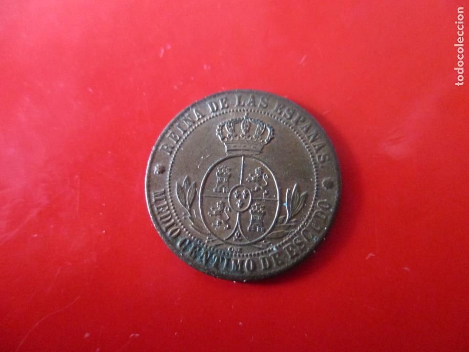 Monedas de Espa&ntilde;a: Isabel II. 1/2 centimo de escudo 1868 Barcelona - Foto 2