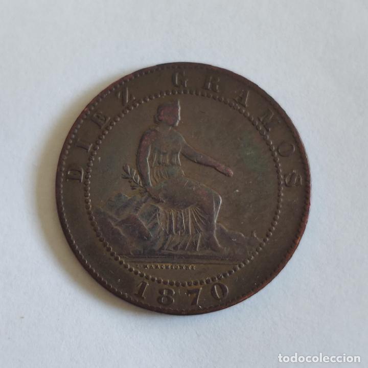 Monedas de Espa&ntilde;a: MONEDA DE 10 CENTIMOS DEL GOBIERNO PROVISIONAL. 1870. ORIGINAL. - Foto 2
