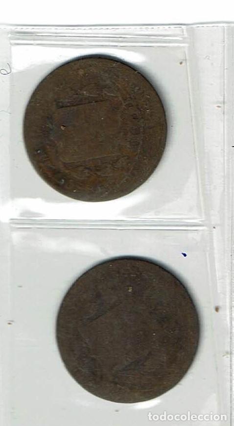 Monedas de Espa&ntilde;a: 2 MONEDAS DE COBRE ALFONSO XII 1877 - Foto 2