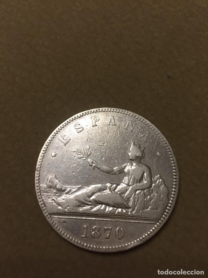 Monedas de Espa&ntilde;a: Moneda de 5 ptas. A&ntilde;o 1870 - Foto 1