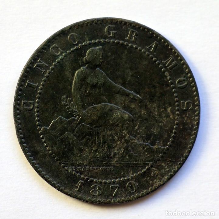 Monedas de Espa&ntilde;a: 5 CENTIMOS GOBIERNO PROVISIONAL 1870 - Foto 2