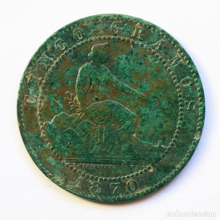 Monedas de Espa&ntilde;a: 5 CENTIMOS GOBIERNO PROVISIONAL 1870 - Foto 2