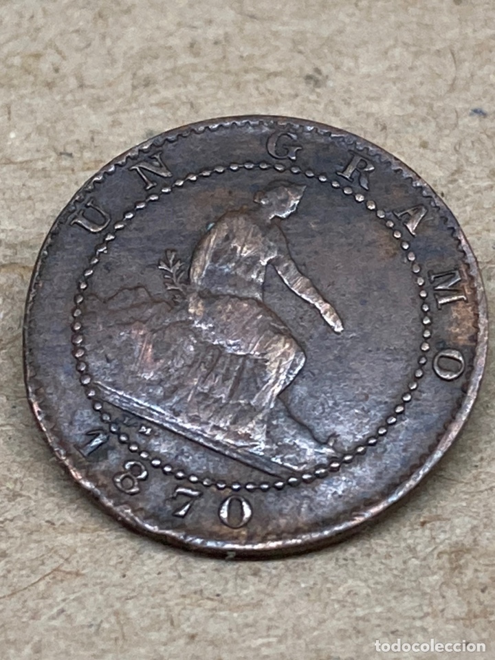 Monedas de Espa&ntilde;a: Moneda de 1 c&eacute;ntimo 1870 - Foto 2