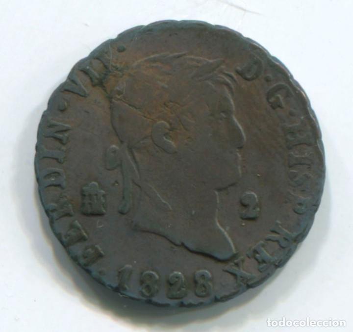 Monedas de Espa&ntilde;a: Fernando VII, 2 maraved&iacute;s, 1828. Segovia. - Foto 1