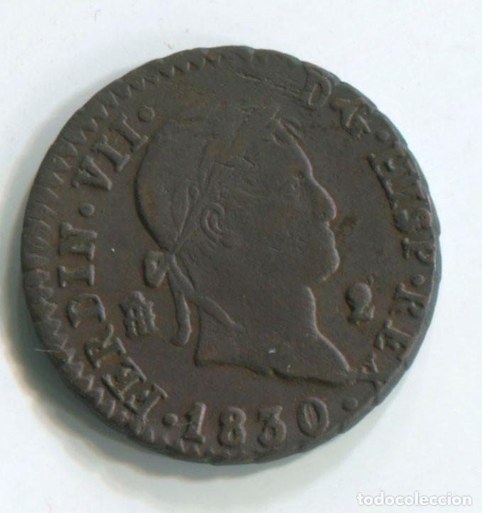 Monedas de Espa&ntilde;a: Fernando VII, 2 maraved&iacute;s, 1830. Segovia. - Foto 1