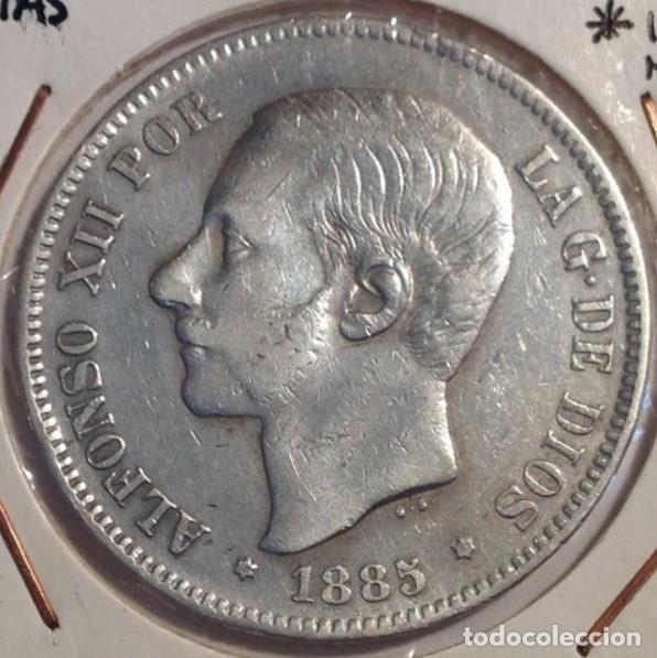Monedas de Espa&ntilde;a: MONEDA 5 PTAS. ALFONSO XIII 1885..MBC. PLATA. - Foto 1