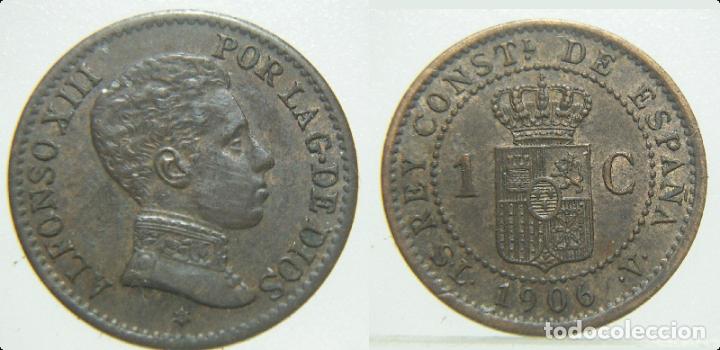 Monedas de Espa&ntilde;a: MONEDA DE ALFONSO XIII 1 CENTIMO DE 1906 * 6 SLV - Foto 1