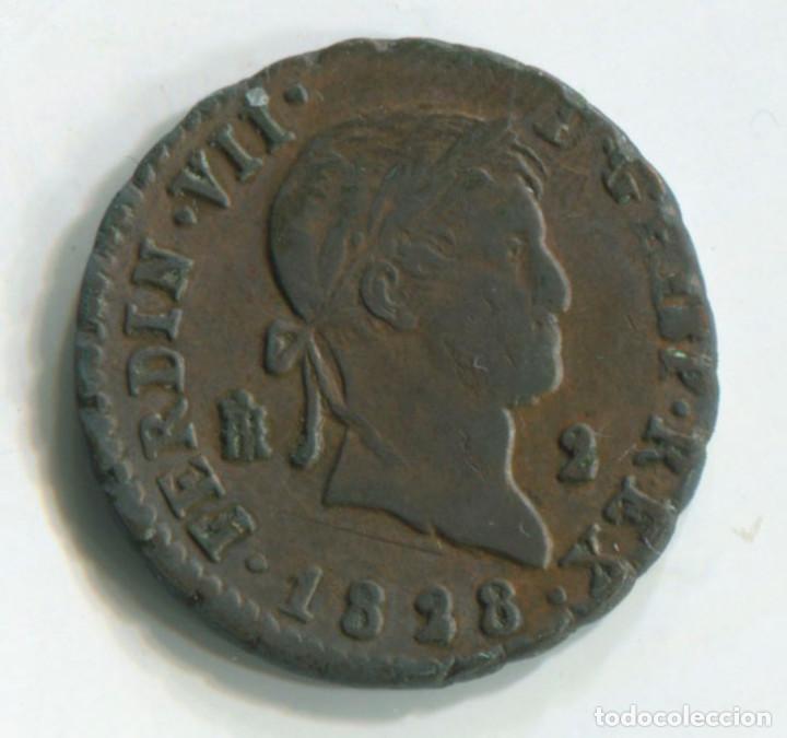 Monedas de Espa&ntilde;a: FERNANDO VII, 2 MARAVED&Iacute;S, 1828. SEGOVIA. - Foto 1