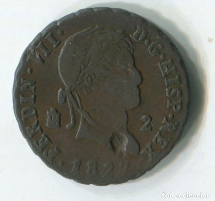 Monedas de Espa&ntilde;a: FERNANDO VII, 2 MARAVED&Iacute;S, 1827. SEGOVIA. - Foto 1