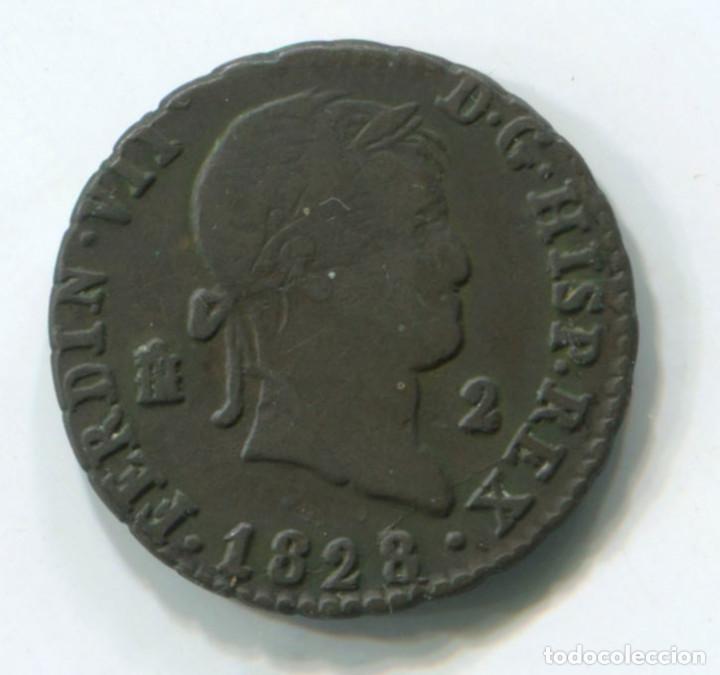 Monedas de Espa&ntilde;a: FERNANDO VII, 2 MARAVED&Iacute;S, 1828. SEGOVIA. - Foto 1