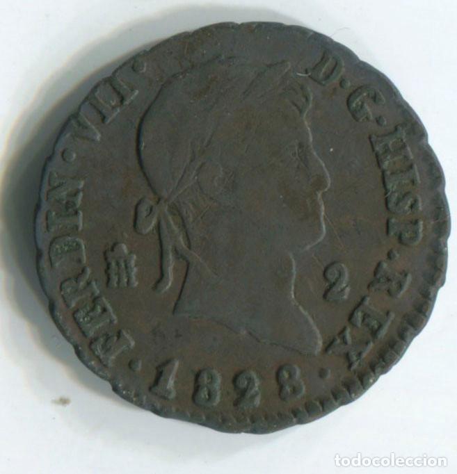 Monedas de Espa&ntilde;a: FERNANDO VII, 2 MARAVED&Iacute;S, 1828. SEGOVIA. - Foto 1