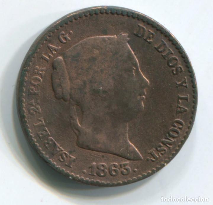 Monedas de Espa&ntilde;a: ISABEL II. 10 C&Eacute;NTIMOS DE REAL DE 1863, SEGOVIA - Foto 1