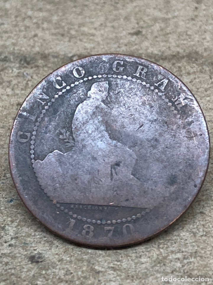Monedas de Espa&ntilde;a: Moneda de cinco c&eacute;ntimos 1870 - Foto 1