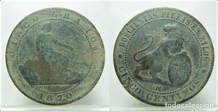 Monedas de Espa&ntilde;a: MONEDA DE 5 C&Eacute;NTIMOS DE LA 1&ordf; REPUBLICA 1870 - Foto 1