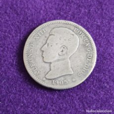 Monedas de España: MONEDA DE 1 PESETA DE ALFONSO XIII. PLATA. 1905. ESPAÑA. ORIGINAL. ESCASA.