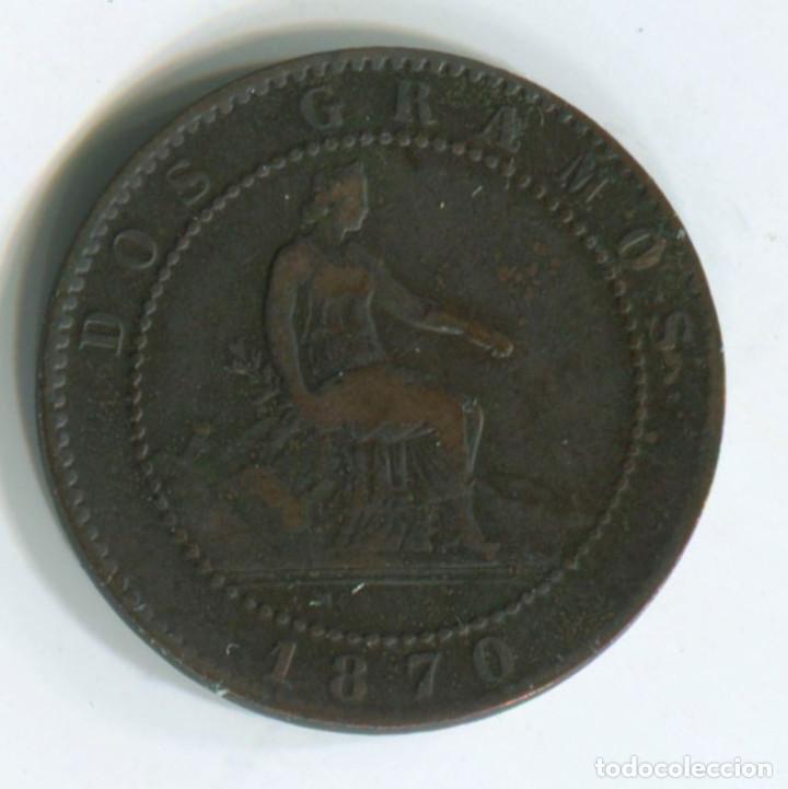 Monedas de Espa&ntilde;a: Espa&ntilde;a, Gobierno Provisional. Dos c&eacute;ntimo de 1870 - Foto 2