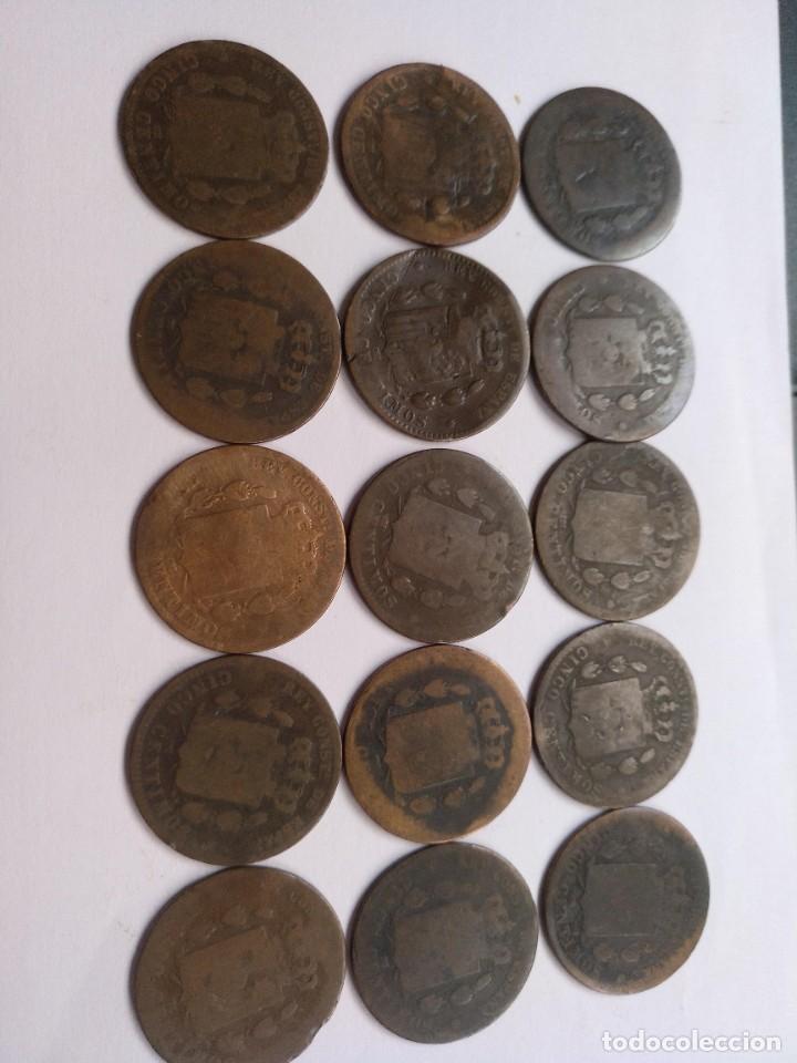 Monedas de Espa&ntilde;a: CINCO CENTIMOS ALFONSO XII 1879, 15 MONEDAS - Foto 1