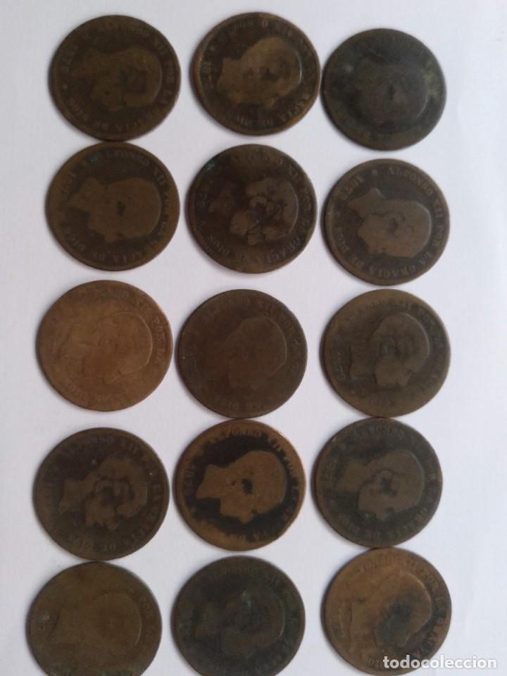 Monedas de Espa&ntilde;a: CINCO CENTIMOS ALFONSO XII 1879, 15 MONEDAS - Foto 4