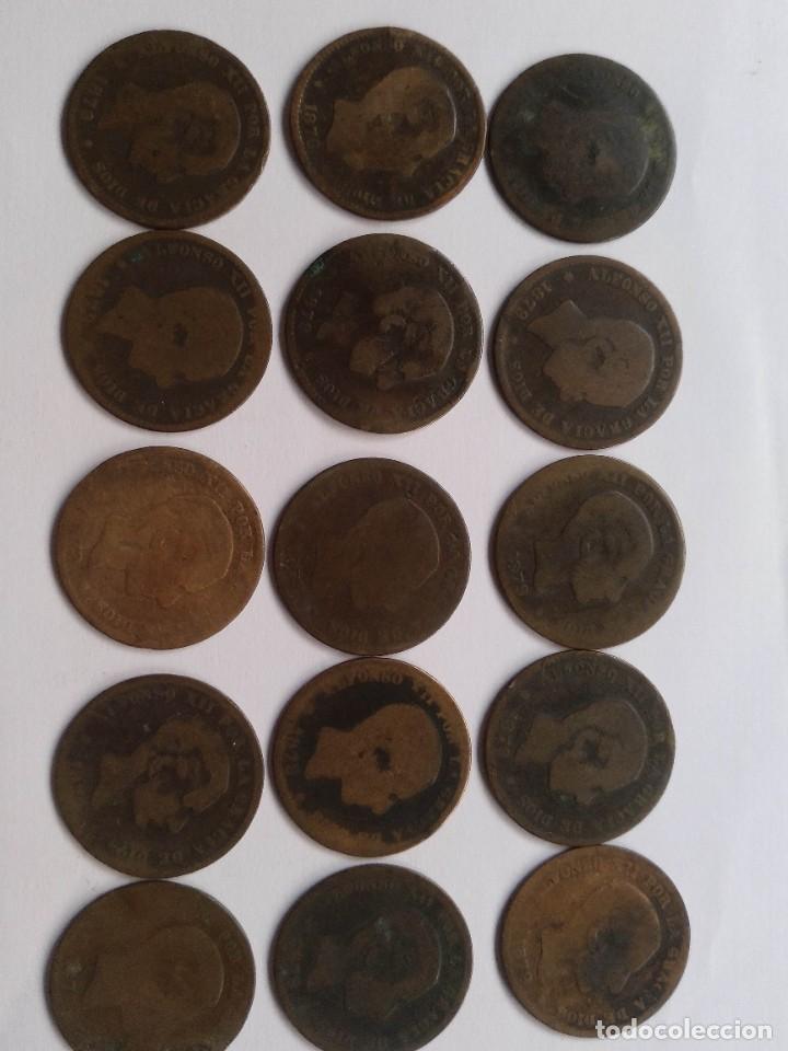 Monedas de Espa&ntilde;a: CINCO CENTIMOS ALFONSO XII 1879, 15 MONEDAS - Foto 5