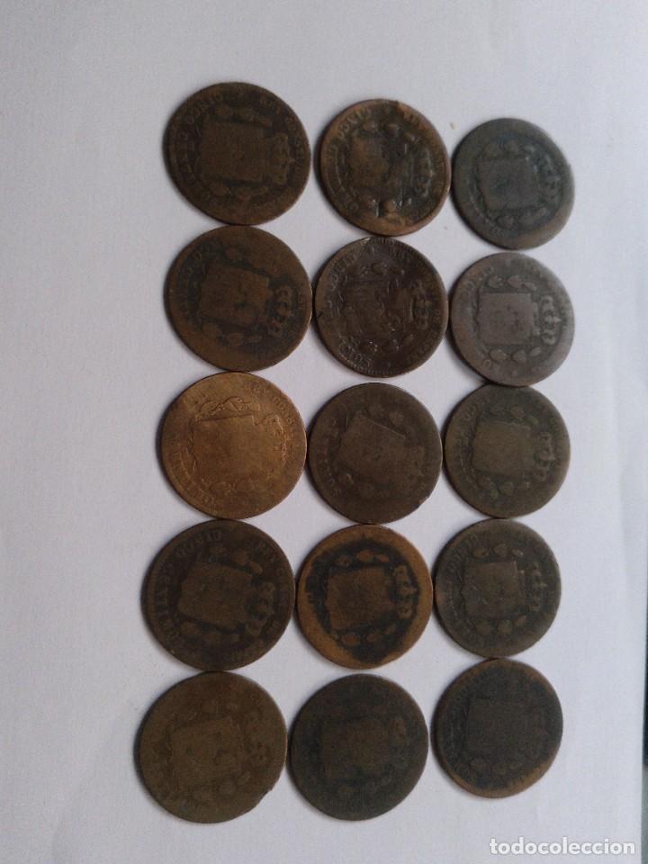 Monedas de Espa&ntilde;a: CINCO CENTIMOS ALFONSO XII 1879, 15 MONEDAS - Foto 6