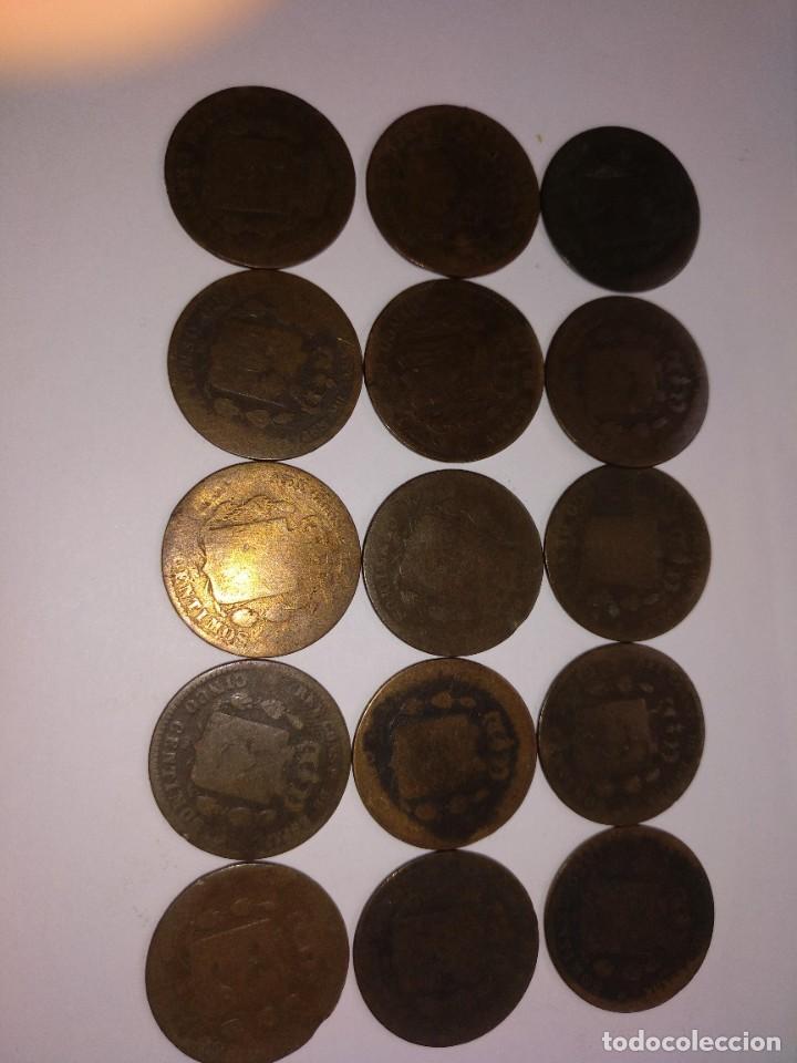 Monedas de Espa&ntilde;a: CINCO CENTIMOS ALFONSO XII 1879, 15 MONEDAS - Foto 7