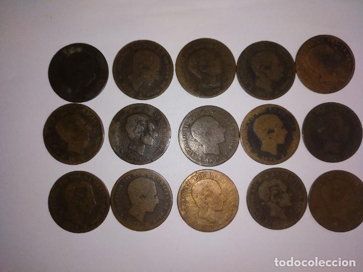 Monedas de Espa&ntilde;a: CINCO CENTIMOS ALFONSO XII 1879, 15 MONEDAS - Foto 8