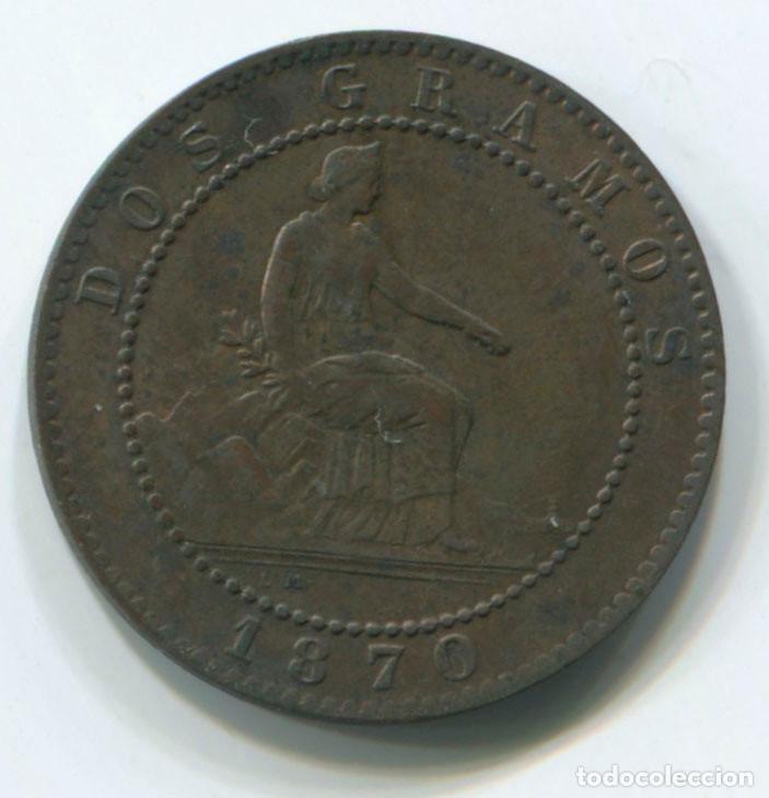 Monedas de Espa&ntilde;a: ESPA&Ntilde;A, GOBIERNO PROVISIONAL. DOS C&Eacute;NTIMO DE 1870 - Foto 2