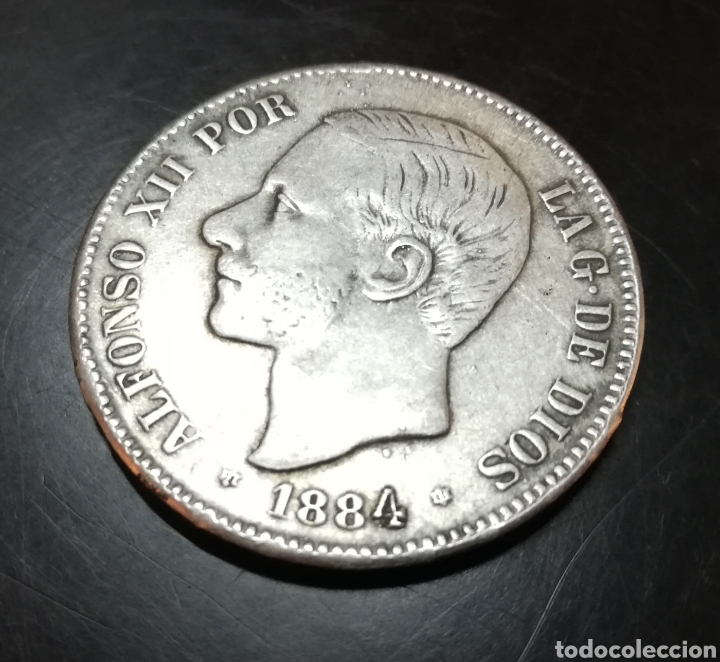 Monedas de Espa&ntilde;a: Moneda 5 pesetas Alfonso XII 1884 MSM - Foto 2