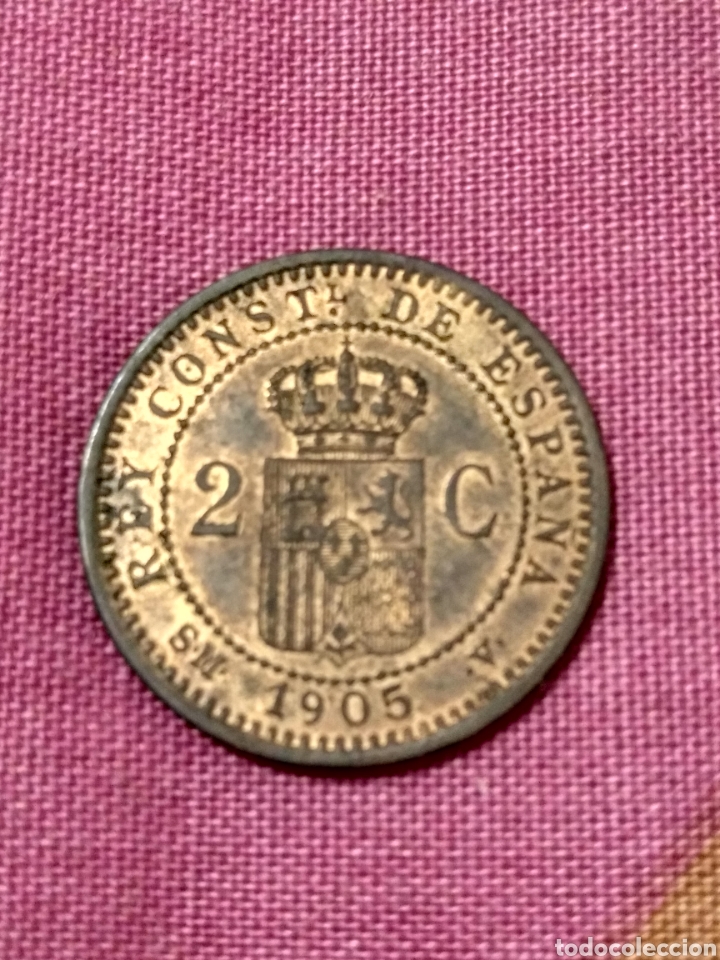 Monedas de Espa&ntilde;a: X- PRECIOSOS DOS C&Eacute;NTIMOS 1905 ALFONSO XIII CON BRILLO ORIGINAL - Foto 2