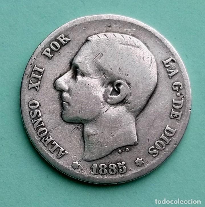 Monedas de España: ANTIGUA MONEDA DE ESPAÑA 1 PESETA 1885 ALFONSO XII, PLATA 835 SM-M
